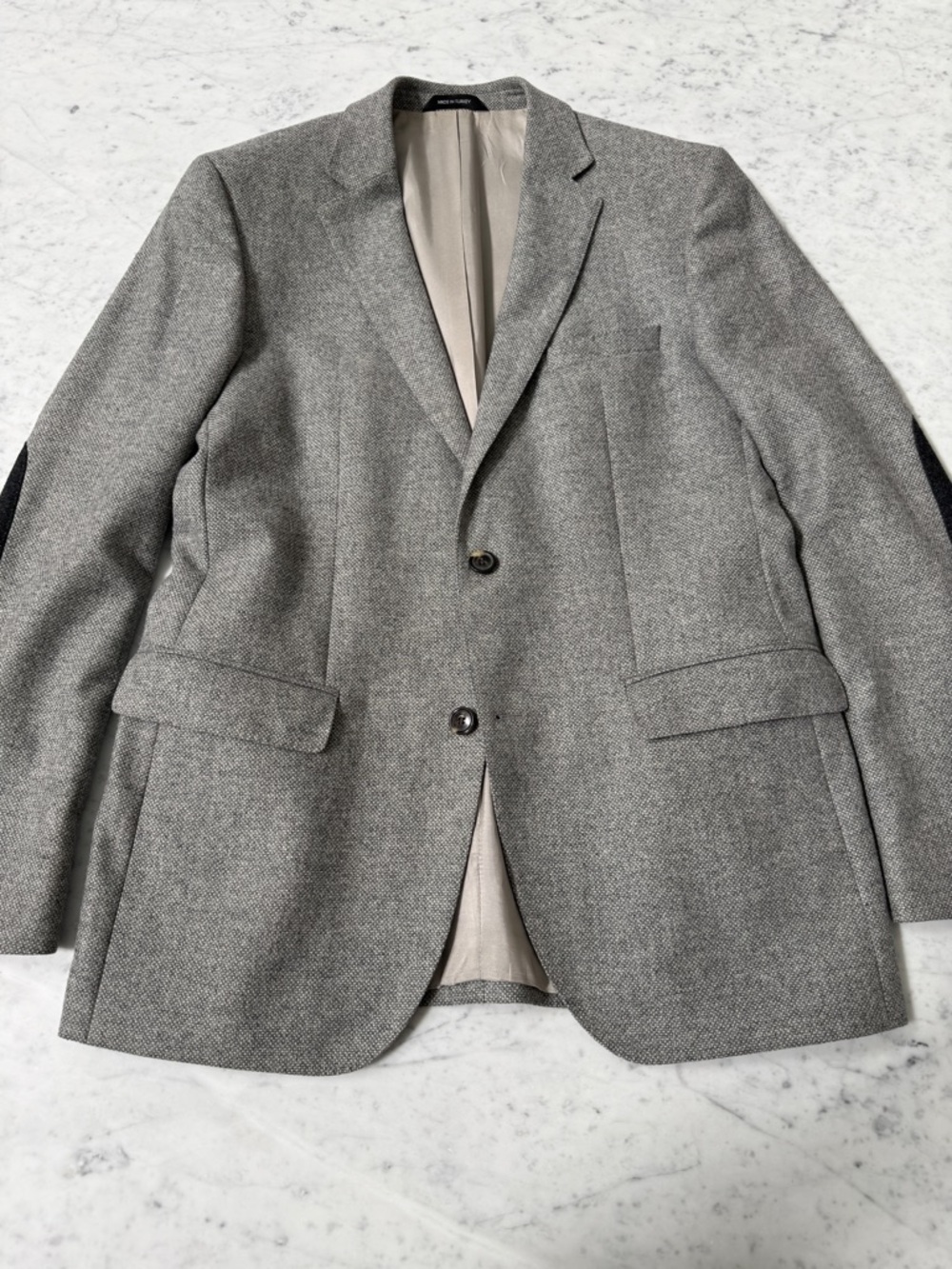 Boss Light Gray Herringbone Two-Button Sport Coat